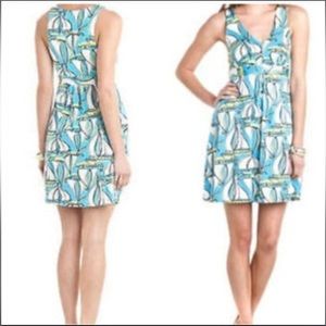 Lilly Pulitzer Patty Silk Blend Dress in Docksider Sailboat Print size XS